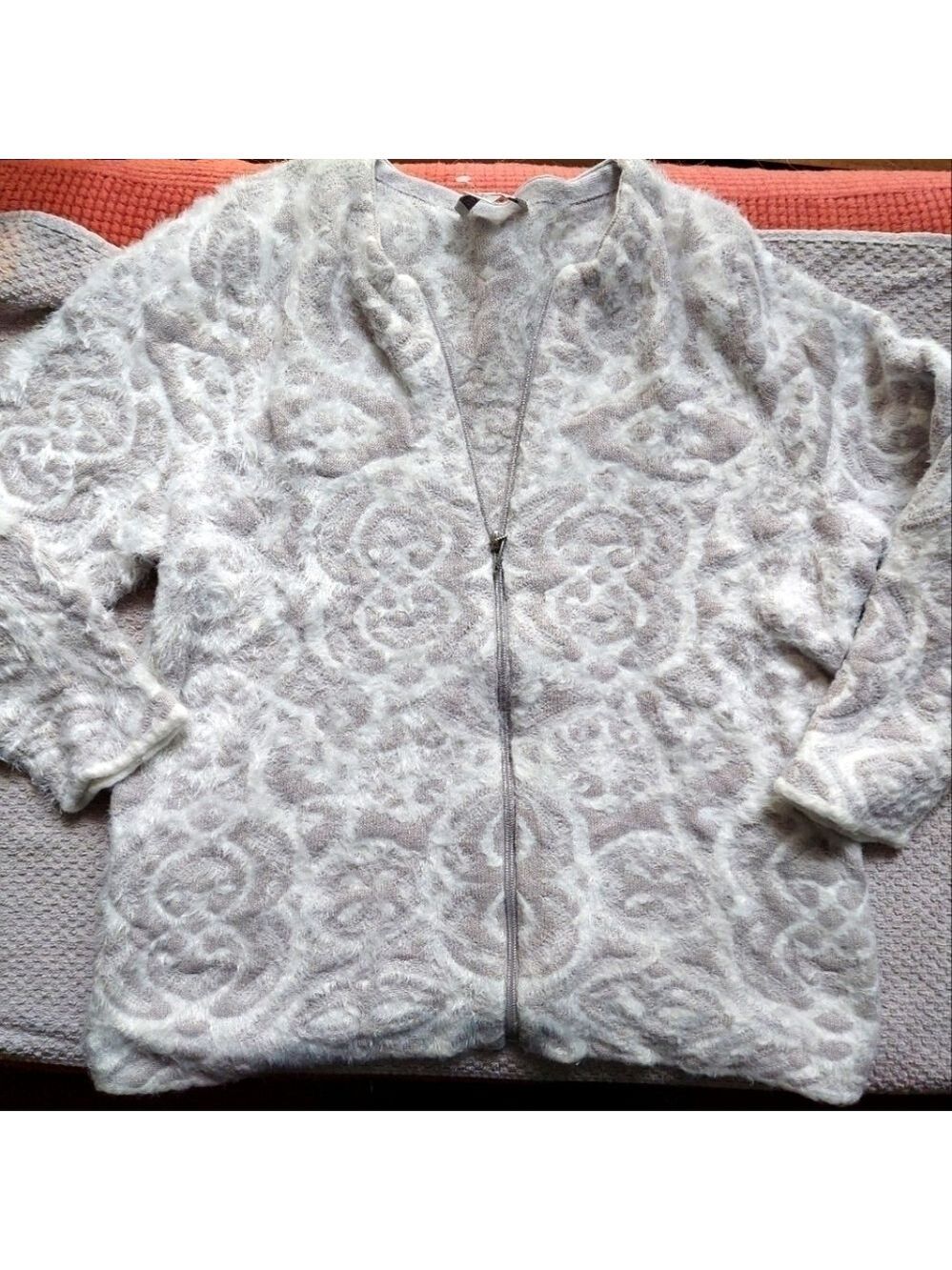 C J Banks Zip-up Gray/White Cardigan.  Size X
